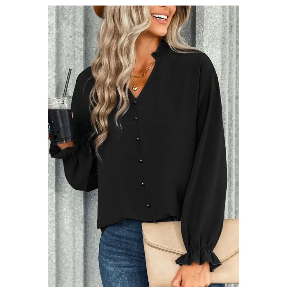 V-Neck Ruffle Blouse - Picture 3 of 3